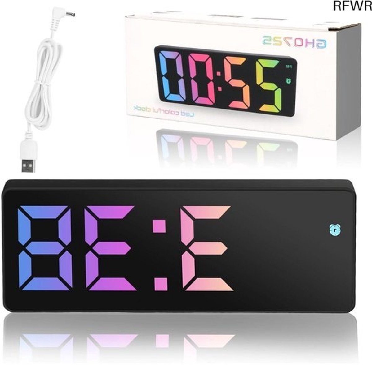 RFWR® LED digitale wekker met snooze functie, temperatuurweergave en instelbare helderheid, USB-batterijvoeding