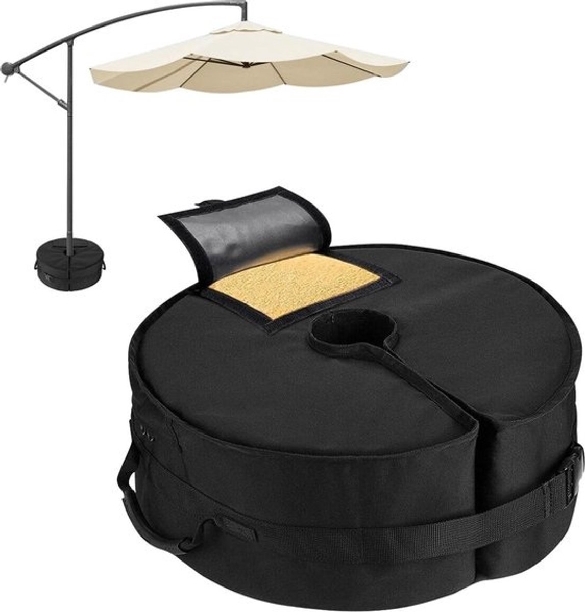 Basisgewicht voor parasol - 46 cm - zware parasolvoet - ronde parasolvoet - balkon paviljoen - alle soorten parasols - houdt tot 40 kg - winddicht - vulbaar met zand