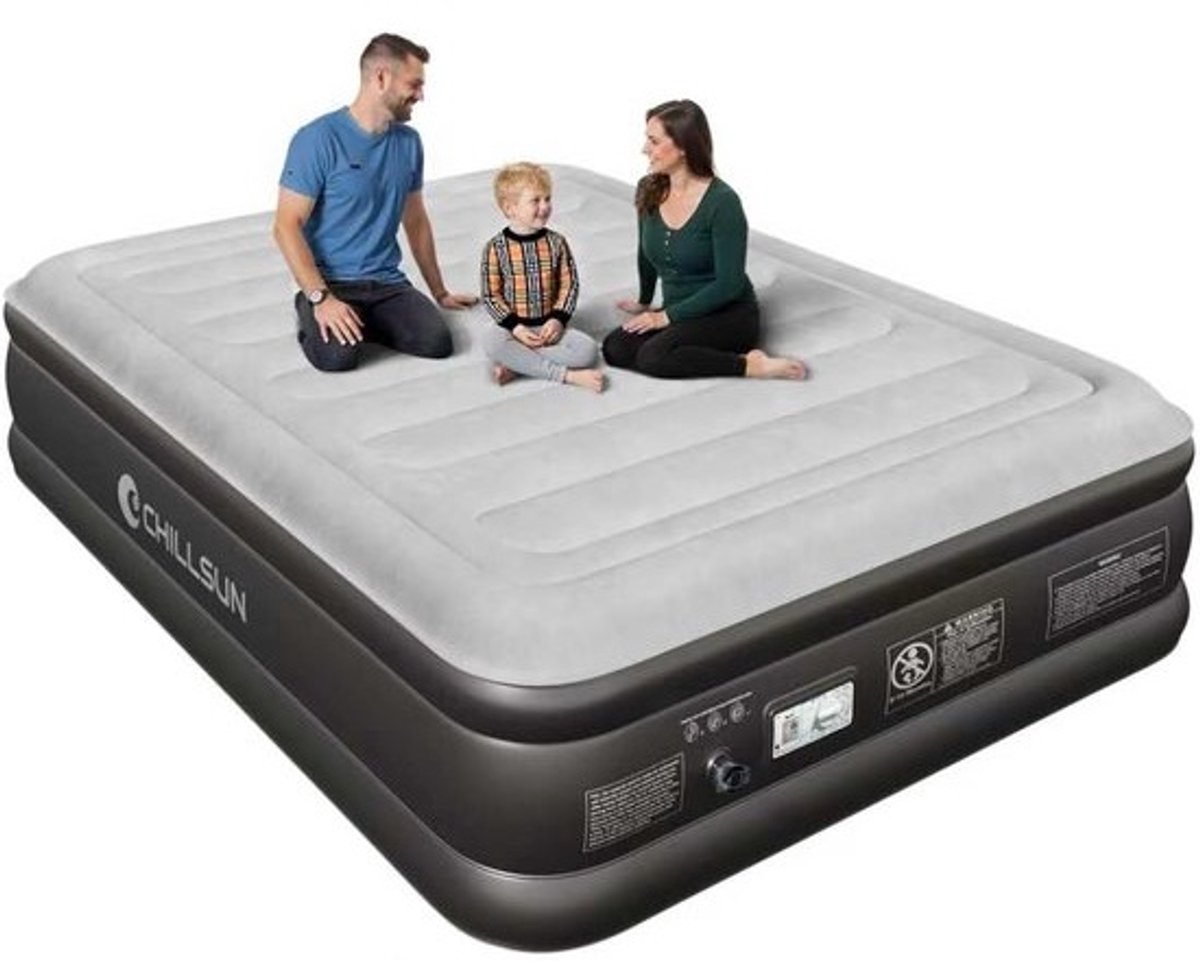 Zelfopblazend luchtbed voor 2 personen - 203 x 152 cm, waterdicht en extra dik, ideaal voor camping en thuisgebruik
