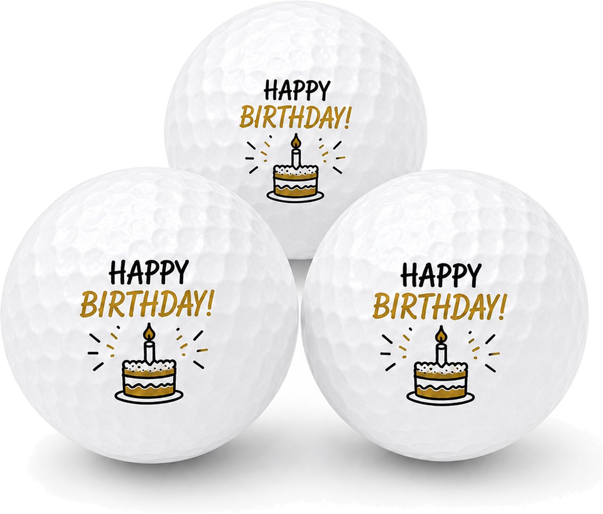 Wilson Golfballen Verjaardag Zwart Goud - Verjaardag Golf Cadeau - 3 stuks