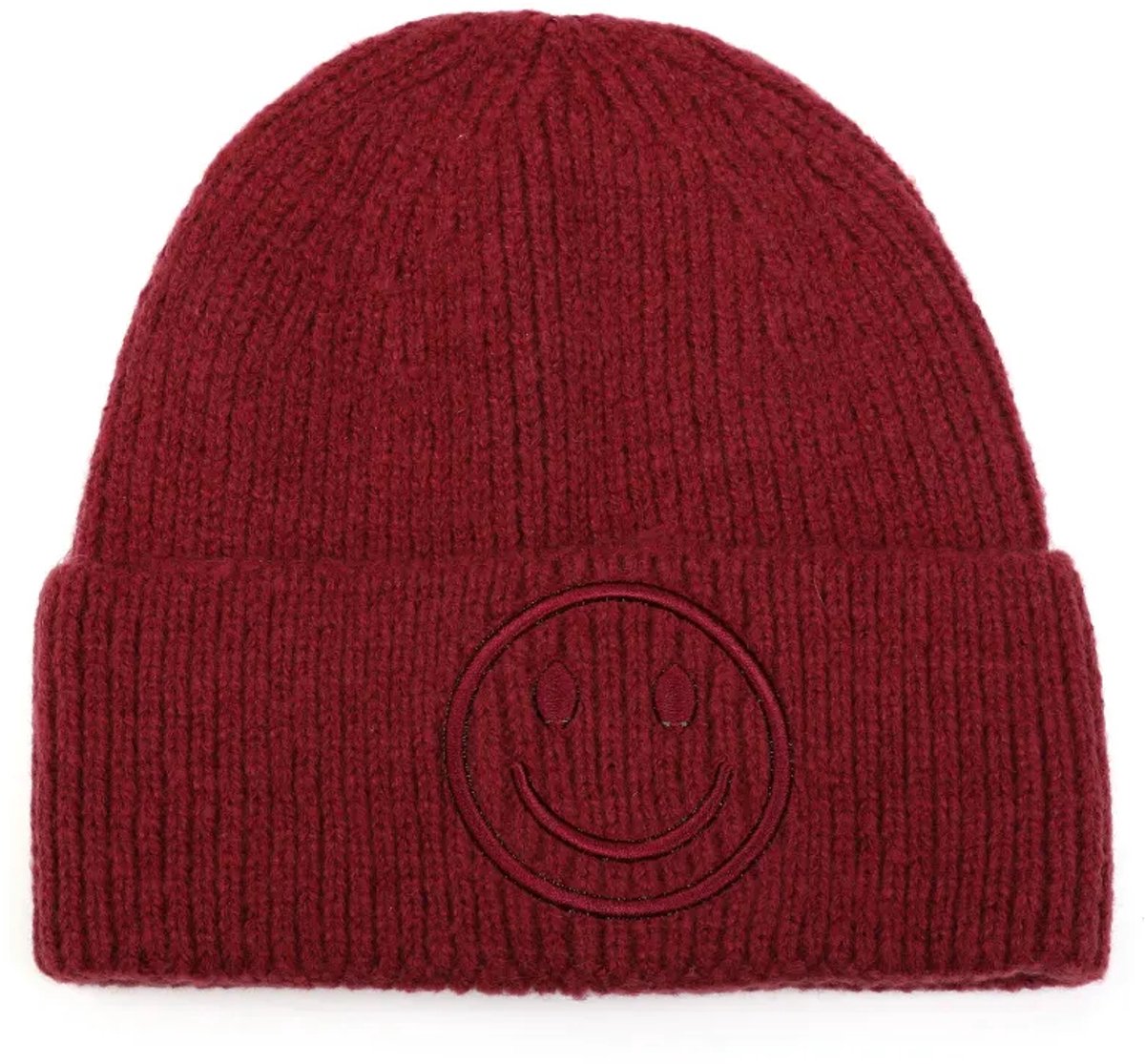 Smiley muts kleur rood beanie