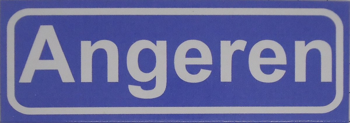 Souv© - koelkast magneet - plaatsnaam bord - kombord - souvenir - koelkastmagneetje - relatiegeschenk Angeren