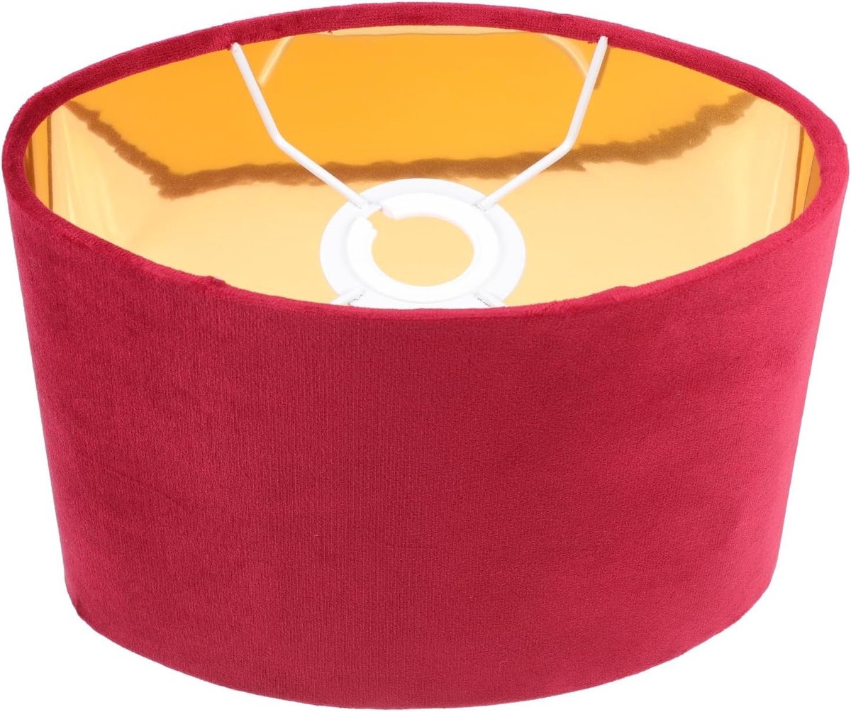 Ovale lampenkappen van fluweel voor hanglampen, tafellampen en vloerlampen met gouden voering, vervangingslampenkap E27, 23x18.5x12cm, rood
