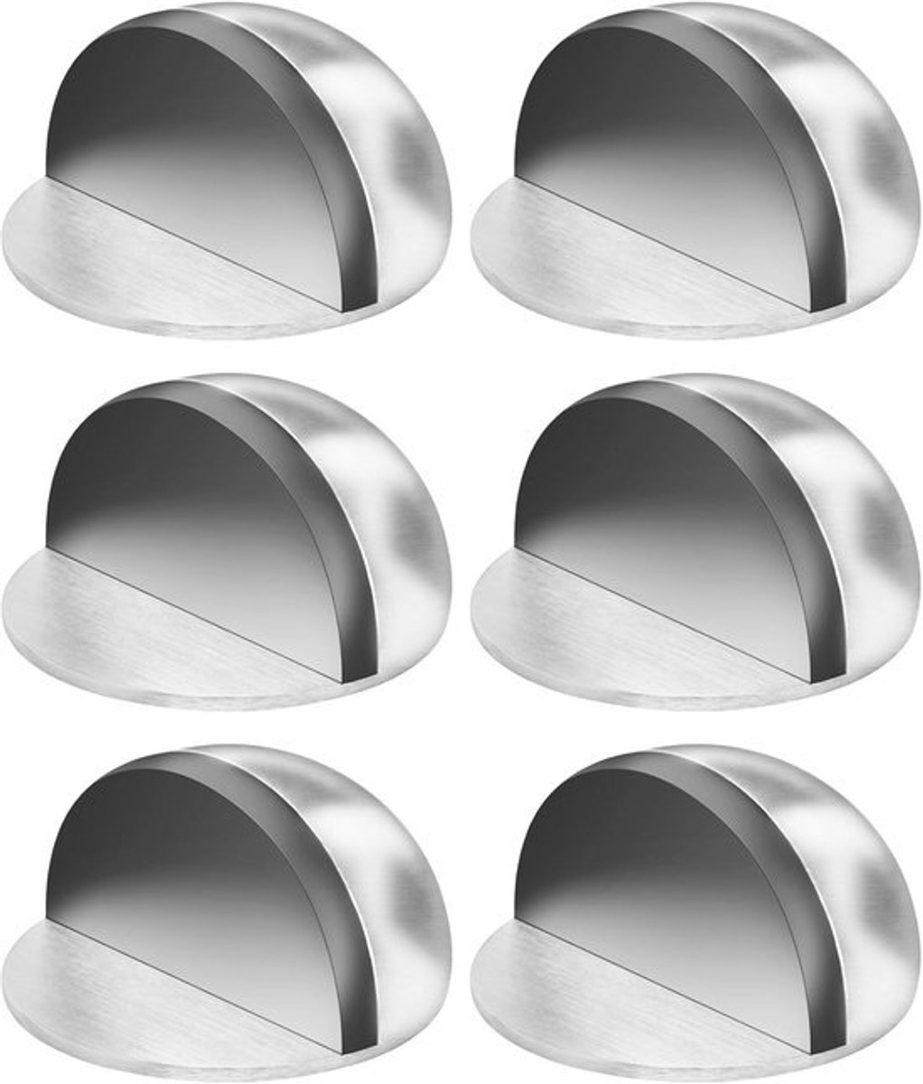 Stainless Steel Floor Door Stoppers 6pcs - Self-Adhesive, No Punch Design, Anti-Collision Wall Protectors