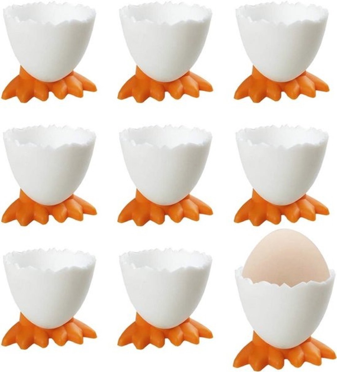 Set van 9 Eierdopjes - Schattige Ronde Eierhouders voor Gekookte Eieren en Snacks