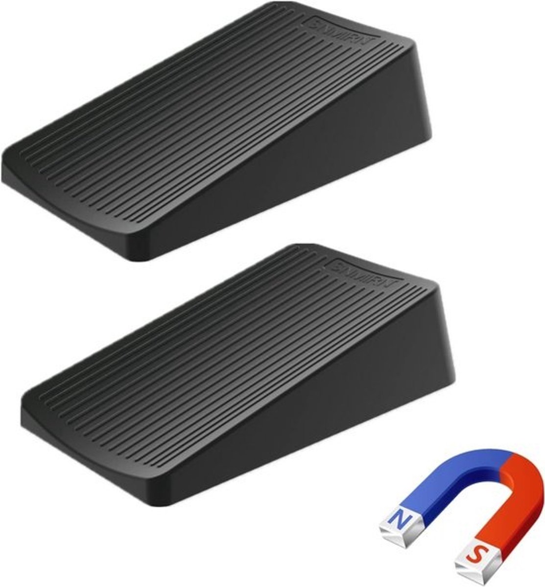 Rubberen Deurstopper - Antislip Deurwig voor Alle Vloertypen en Tapijt (2 Stuks, Zwart)
