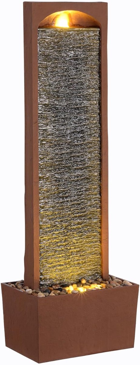 Home Moderne Waterval Fontein Roodsteen LED Outdoor Design