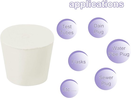 15 stuks conisch rubberen stop, 26 mm - 32 mm, rubberen massieve rubberen stop, rubberen assortimentset, siliconen stoppen voor het afplakken van gaten tijdens de poedercoating, wit — afbeelding 4