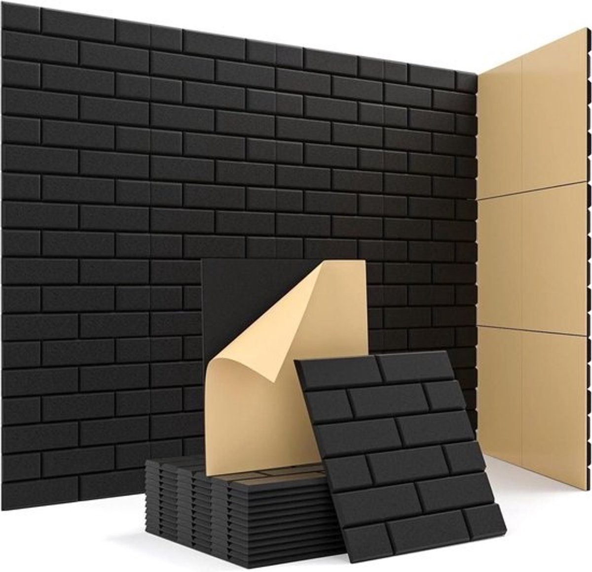 Akoestische panelen 12" X 12" X 0.4" - Set van 18 stuks - Geluidsabsorberende panelen - Hoge dichtheid - Muurbescherming - Thuisdecoratie