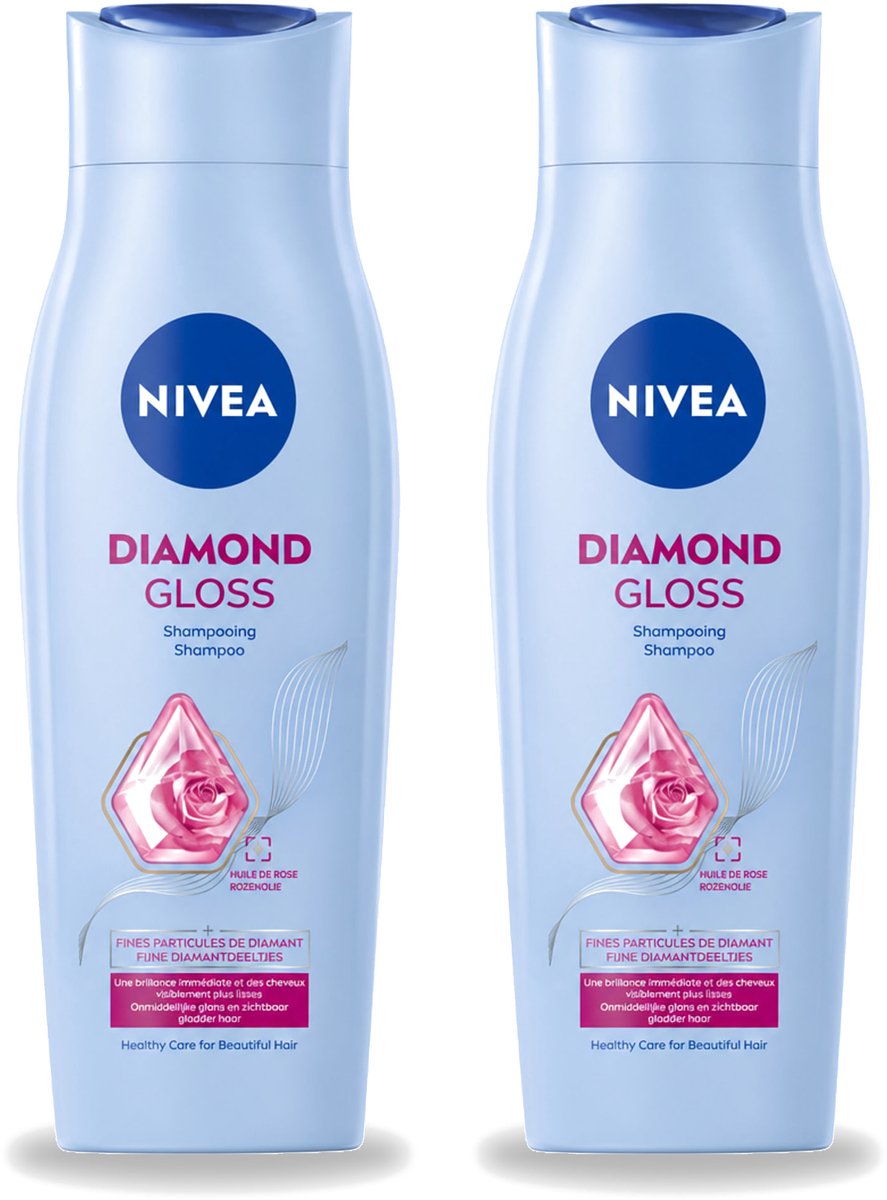 2 x Nivea - Shampoo - Diamond Gloss - 250 ml - Voordeelverpakking - 2 stuks