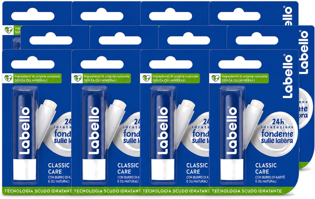 12 x Labello - Classic Care - Lippenbalsem - Voedend & Beschermend - 5.5 ml - Voordeelverpakking - 12 stuks
