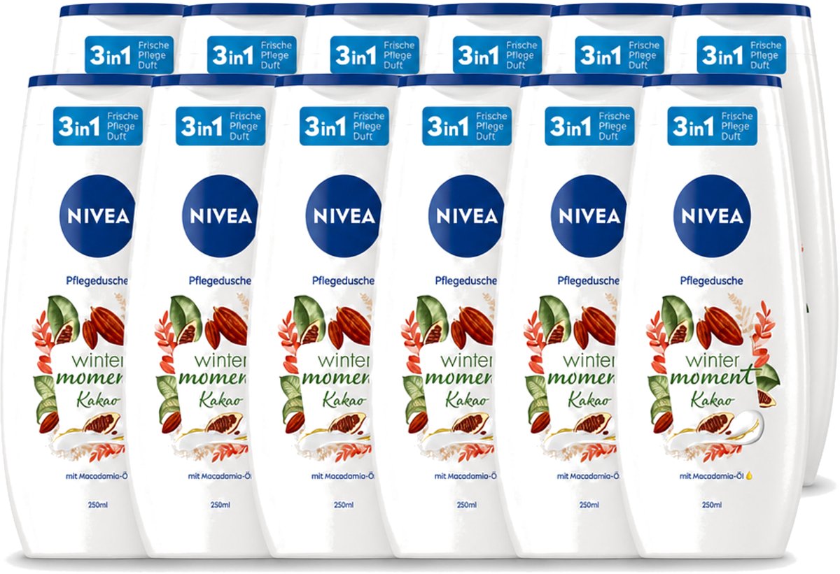 12 x Nivea - Douchegel - Winter Moment Cacao - 250 ml - Voordeelverpakking - 12 stuks