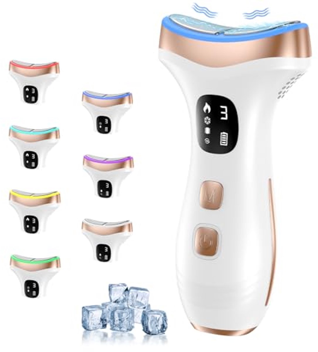 Elektrisch Gezichtsmassage Apparaat Warm en Koud – Anti-Rimpel met LED-Licht – 4 Modi – Wit