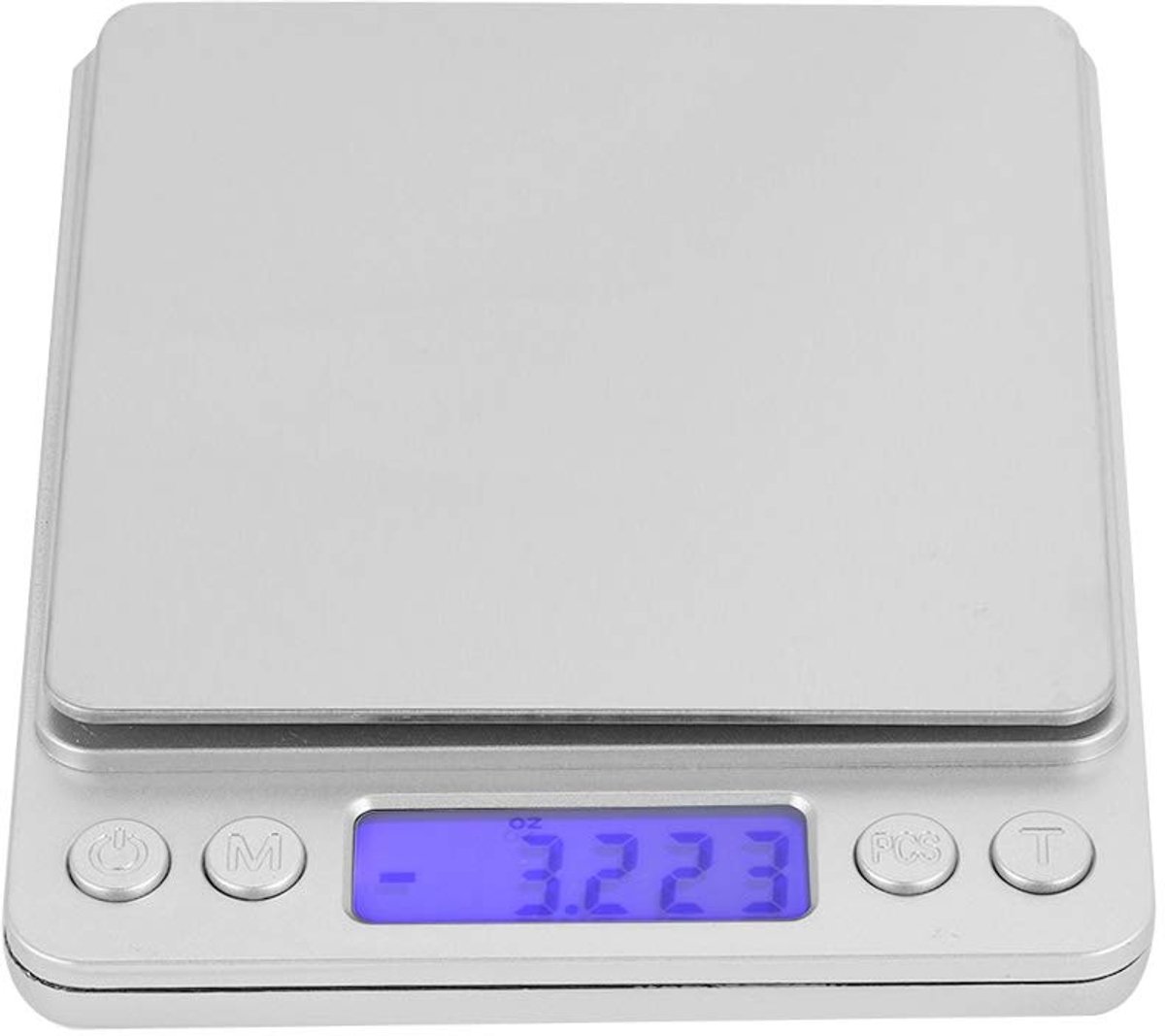 Keukenweegschaal, roestvrij staal, hoge precisie, 500 g/0,01 g, met lcd-display voor levensmiddelen, fruit, wegen, kookgereedschap thuis