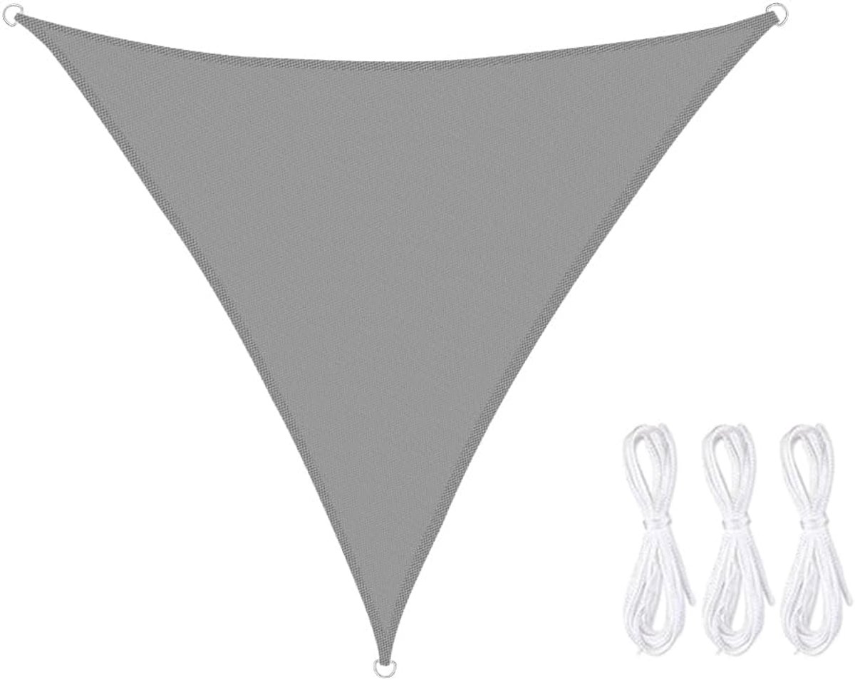 1 stuk driehoek parasolzeil, driehoekige parasol, driehoek, waterdichte zonwering, zonwering met uv-bescherming voor tuin, terras, camping (grijs, 2 x 2 x 2 m)