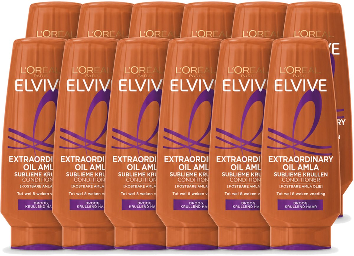 12 x L’Oréal Paris Elvive – Conditioner – Extraordinary Oil Krulverzorging – 200 ml - Voordeelverpakking - 12 stuks