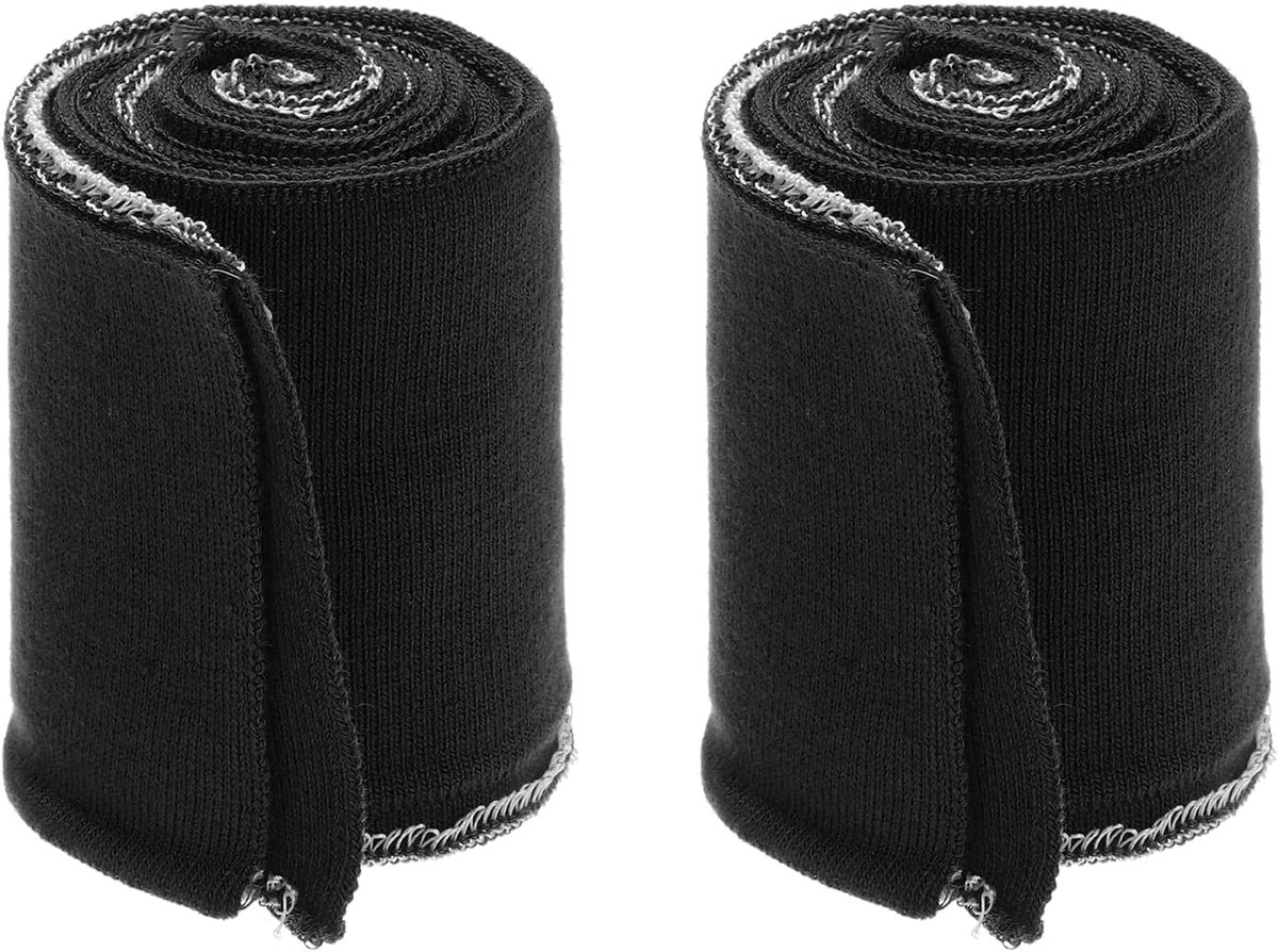 2 stuks, 7 cm x 80 m, elastische manchetten om te naaien, zwarte gebreide stof