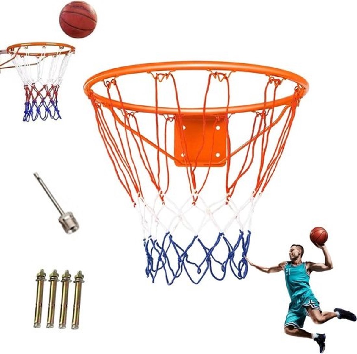 Krachtig vervangingsnet basketbalnet met wandhouder - outdoor weerbestendig en afneembaar
