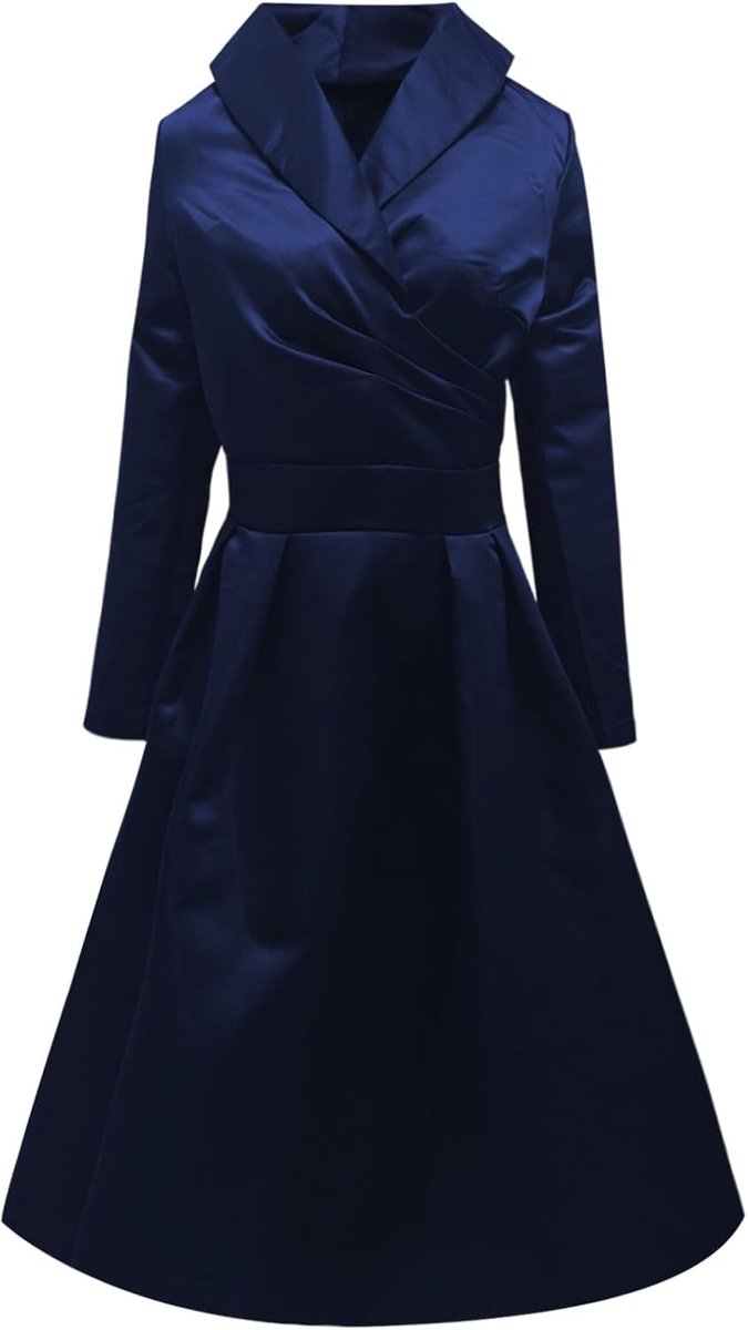 Damesjurk, cocktailjurk, ceremonie, elegant, grote maat, herfst, winter, lange mouwen, avond, bruiloft, ceremonie, chique, midi-jurk, A40 — afbeelding 2