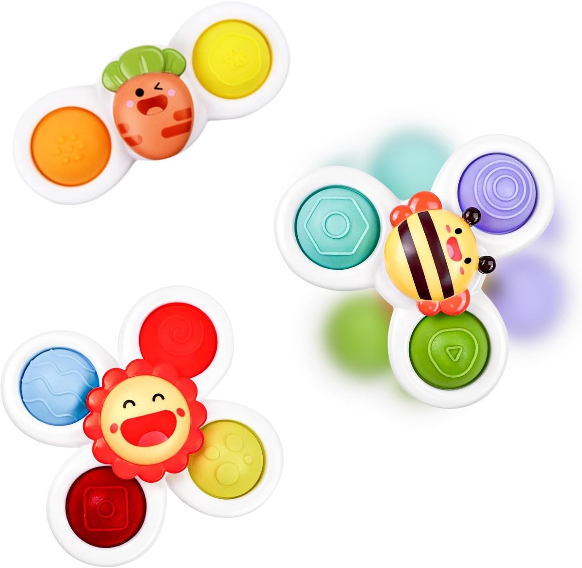 3 stuks spinner voor kinderen, speelgoed voor zuignap, draaibare zuignappen, speelgoed voor kinderen, speelspel, hoge stoel, zuignap, spinner, sensorisch speelgoed voor kinderen