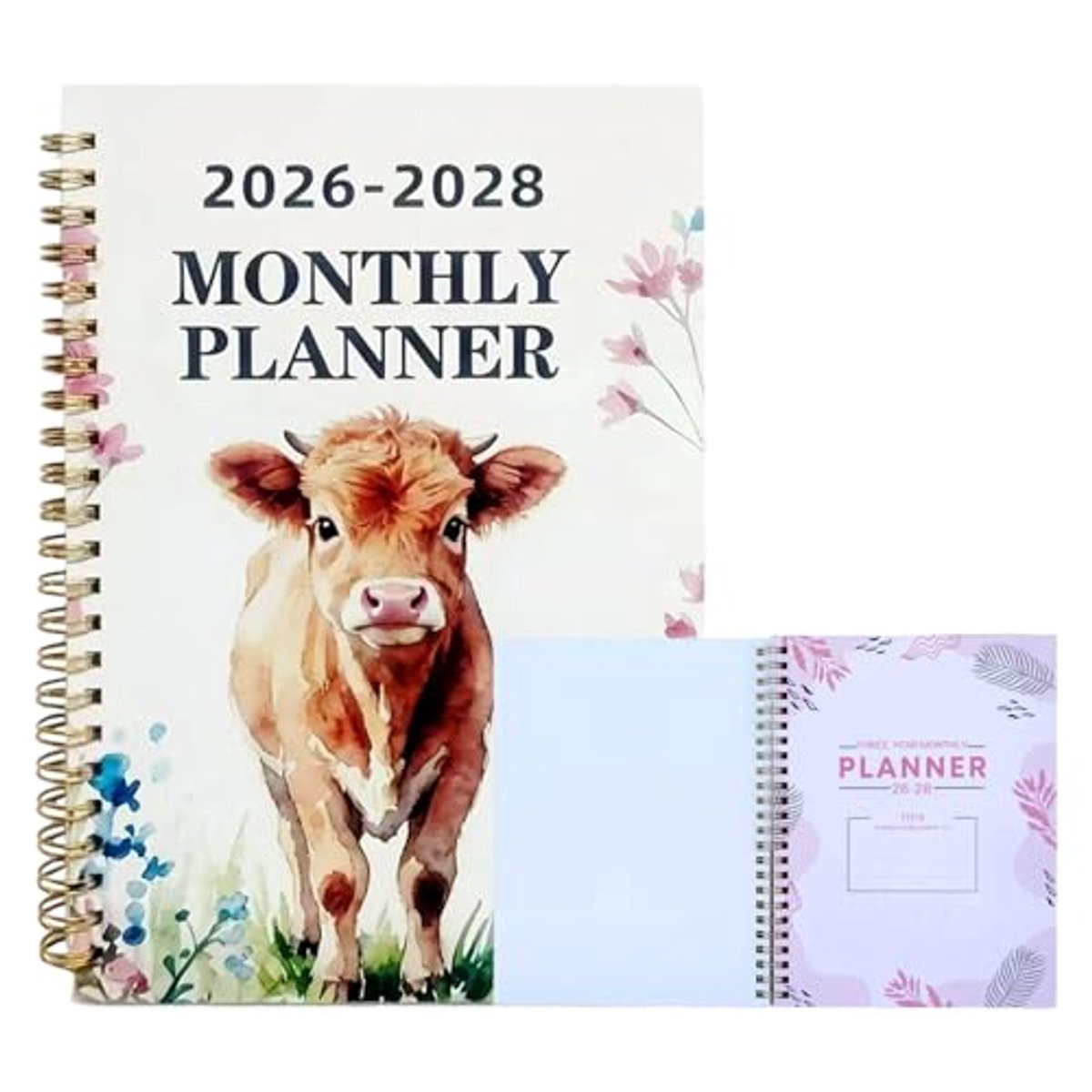 Maandelijkse Planner 2026-2028 Koeienpatroon Dagboek Agenda 3 Jaar Agenda En Notitieboek Voor Leraren, Kinderen, Studenten, College, Bureau, Werk, Kantoren, Thuis En Zakelijk