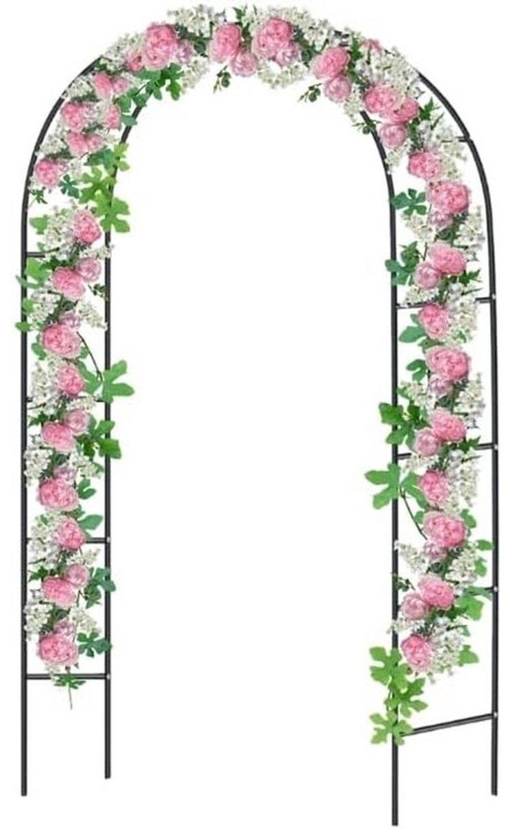 Rozenboog Metaal - Tuinboog Klimhulp - Planten Ondersteunen - Weerbestendig Gepoedercoat - 240 x 140 cm - Zwart