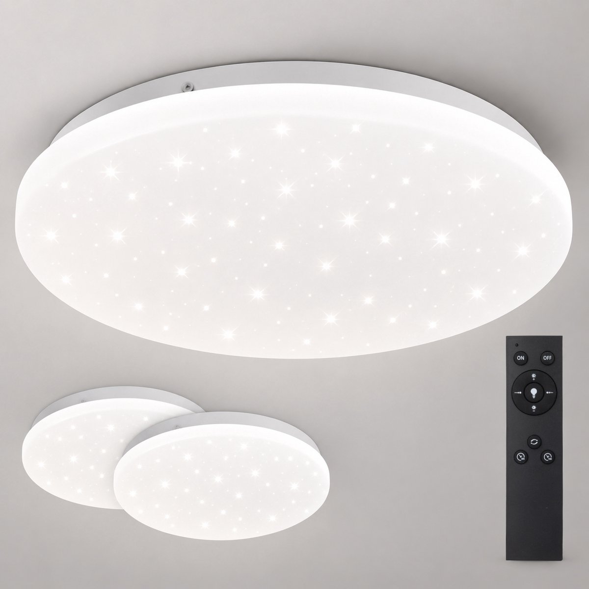 LOVHAUS 2x LED Plafonnière 28 cm – 24W 2400LM – Sterrenhemel Effect – Dimbaar met Afstandsbediening – 3000K-6500K