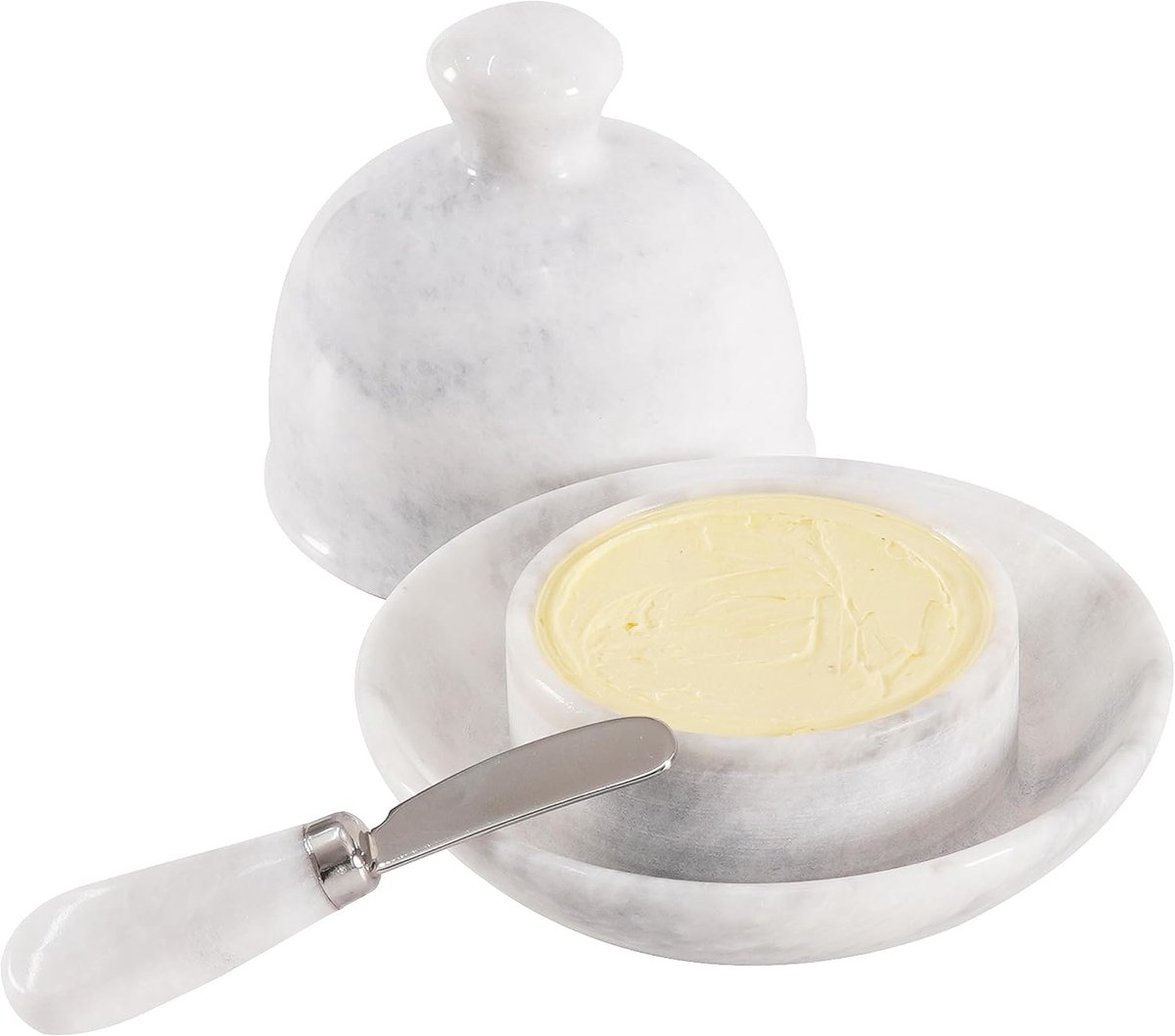 Marmeren Botervloot met Deksel voor Aanrecht 6" Franse Boter Crock