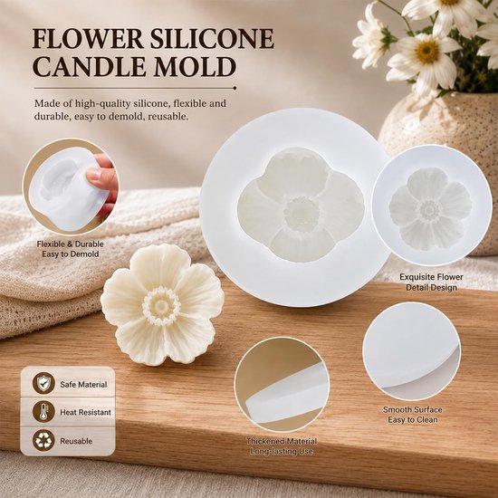 3 stuks siliconen vormen met bloemen — afbeelding 3