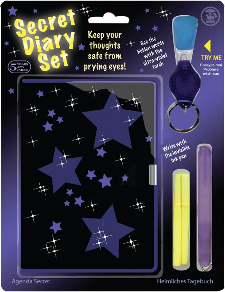Secret Diary Set met onzichtbare inktpen en UV-zaklamp