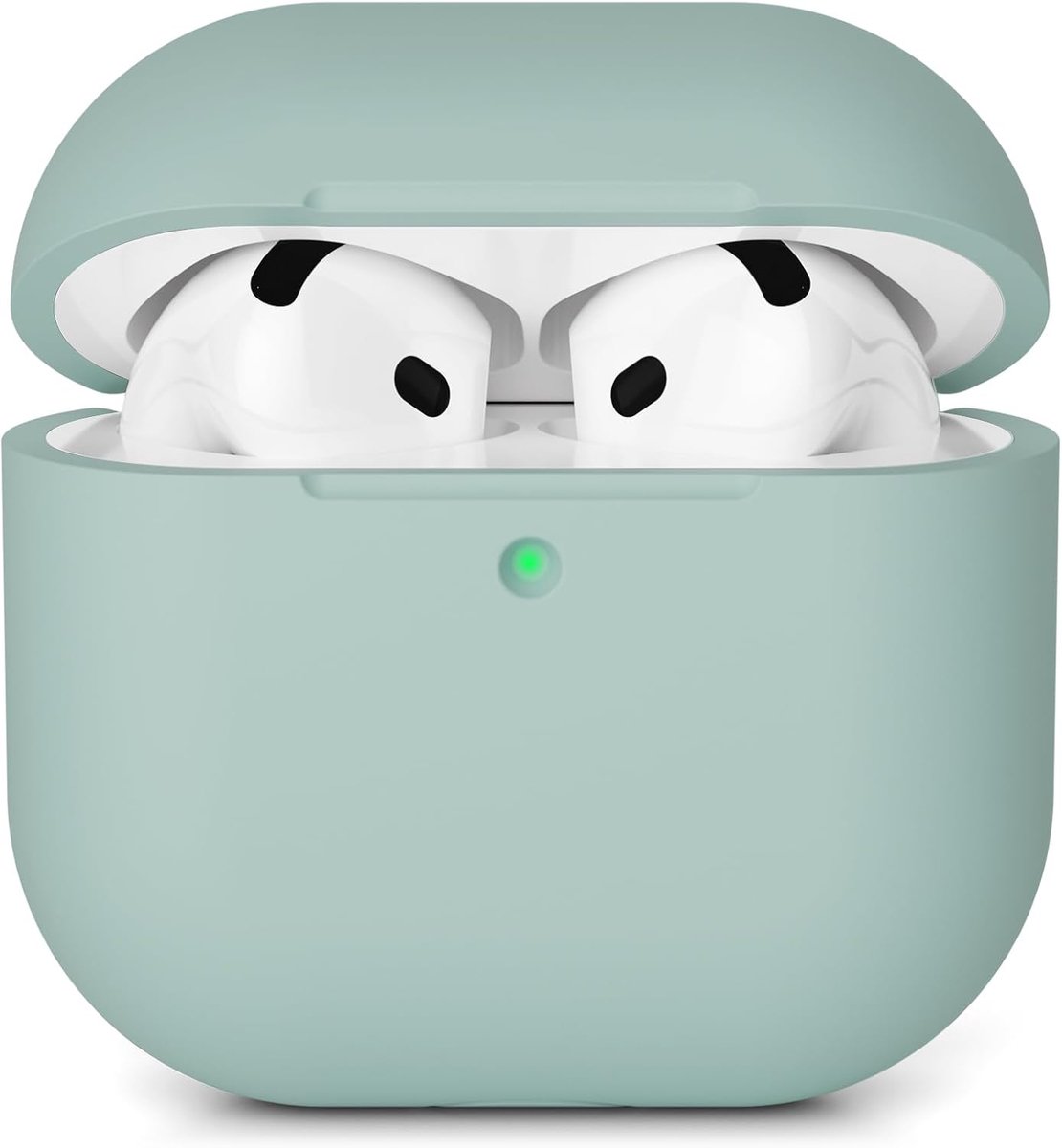 Hoes compatibel met AirPods 4 hoes case (2024), zachte siliconen stootvaste beschermhoes voor AirPods 4e generatie, case cover met volledige valbeveiliging, front-led zichtbaar, cloud grey