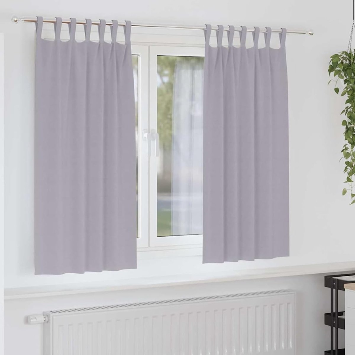Gordijnen met gordijnen, 2 stuks, metaalgrijs, polyester, thermogordijn, hittebescherming, verduisterende gordijnen, inkijkbescherming, kant-en-klaar plissé, rolgordijn4107579