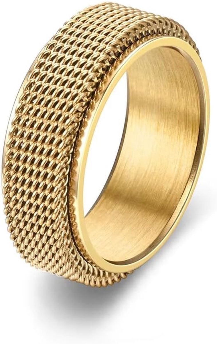 Roestvrij staal mesh spinband ring 8mm roterend centrum mannen mode ring