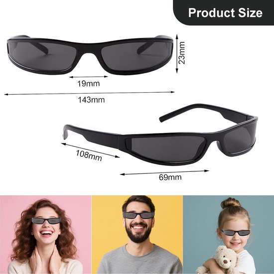 Around zonnebril voor mannen en vrouwen, vintage gangsterstijl, futuristische bril, Y2K, trendy retro zonnebrillen — afbeelding 2