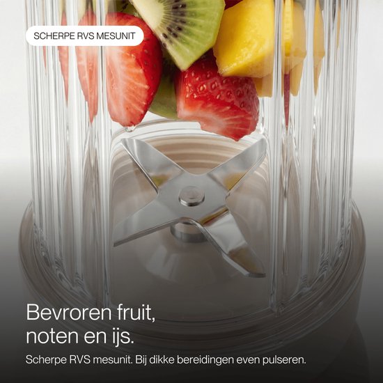 Safecourt Kitchen PureBlend - 1000W Smoothie maker - BPA vrij - inclusief to-go drinkdeksel + rietje- Premium Tritan blendbekers - Beige van Safecourt Kitchen — afbeelding 2
