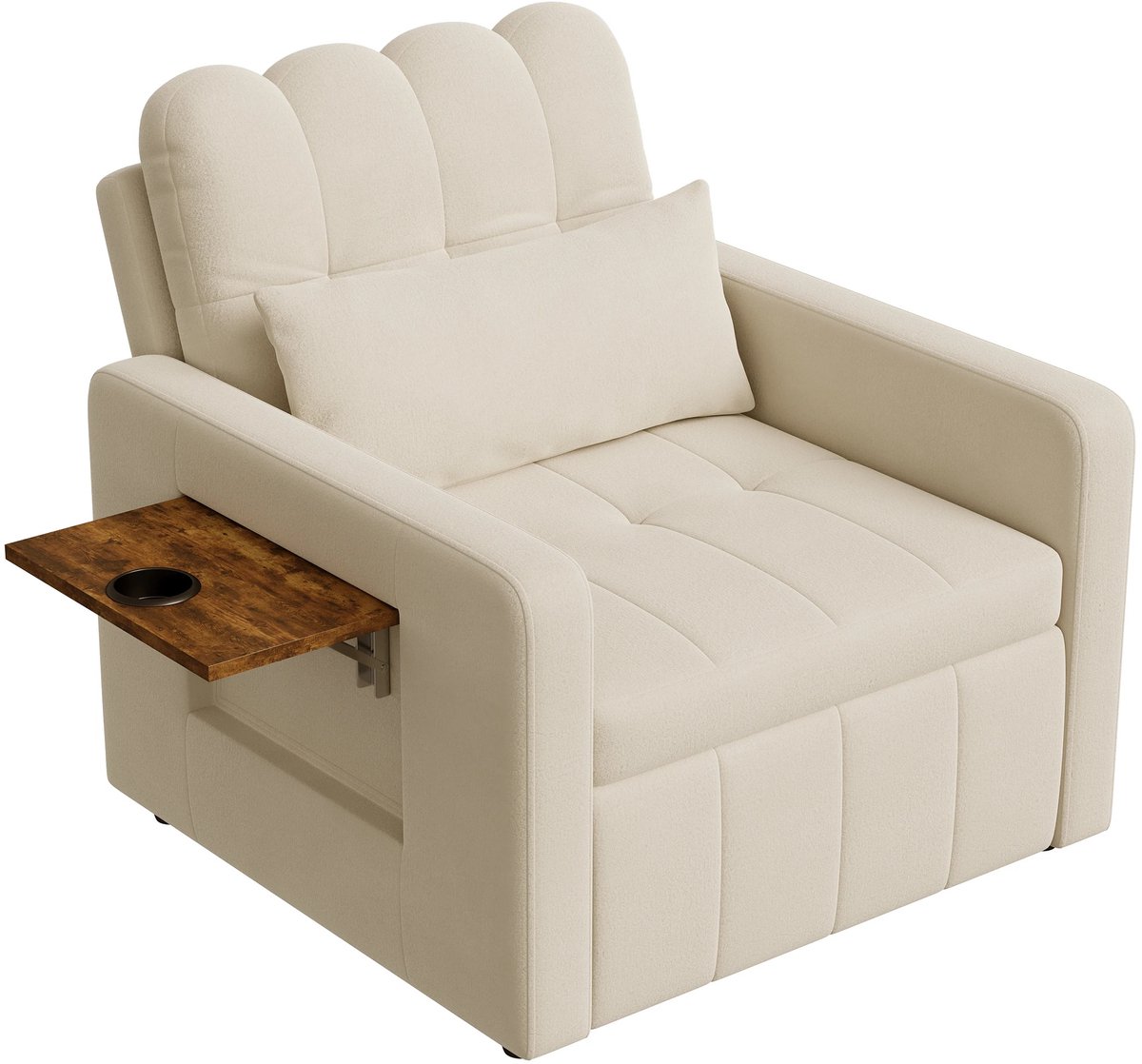 Prime Home Slaapbank - Slaapbank 1 persoons - Slaapbanken - Bedbank - Slaapfunctie - 3-in-1 converteerbare stoelbed - Slaapstoel - Slaapstoelen - Woonkamer, slaapkamer, kantoor - Opvouwbaar - Beige