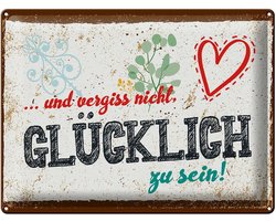 Blechschild Spruch 30x40cm Und vergiss nicht Glücklich zu sein
