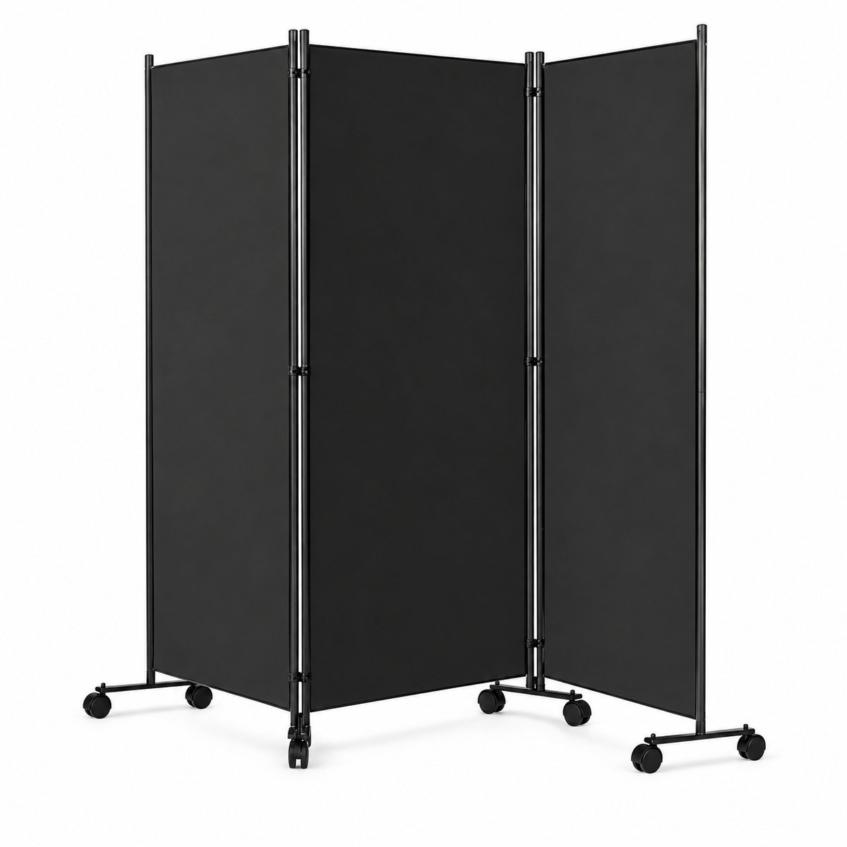 UrbanSelect Kamerscherm - Scheidingswand - 360° Flexibel Verstelbaar - 3 Ruime Panelen - 8 Wielen Met Rem - Metalen Frame - 259 × 86 × 182,8 cm