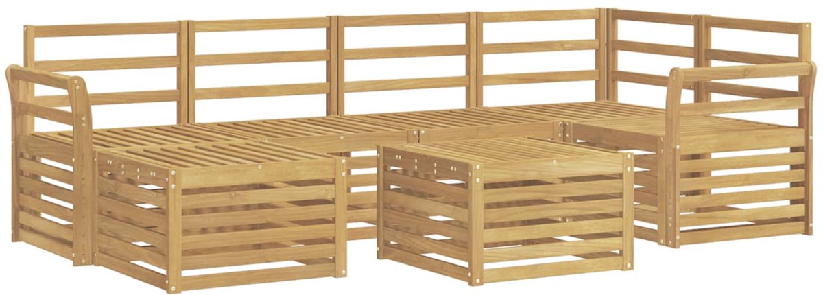 vidaXL - Buiten - bank - set - 7 - st - Wit - Polyester