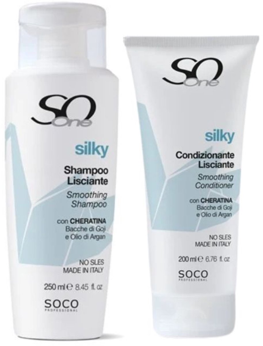 So One Silky Smoothing Set – Shampoo 250 ml + Conditioner 200 ml – Voor Weerbarstig Haar