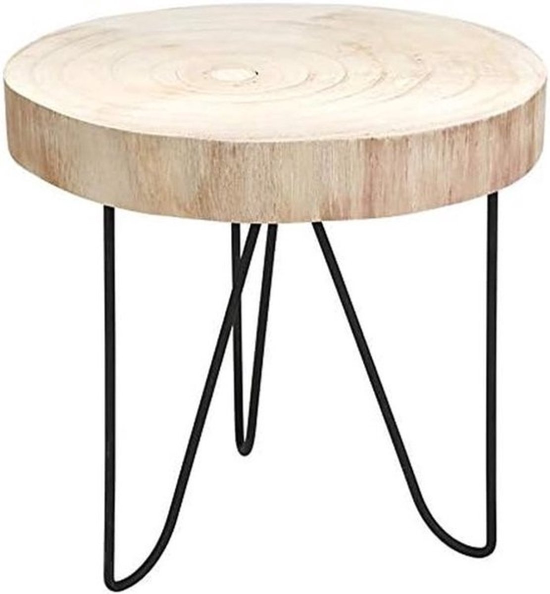 Rustieke Bijzettafel van Massief Hout - Salontafel/Banktafel met Boomschijf Uiterlijk