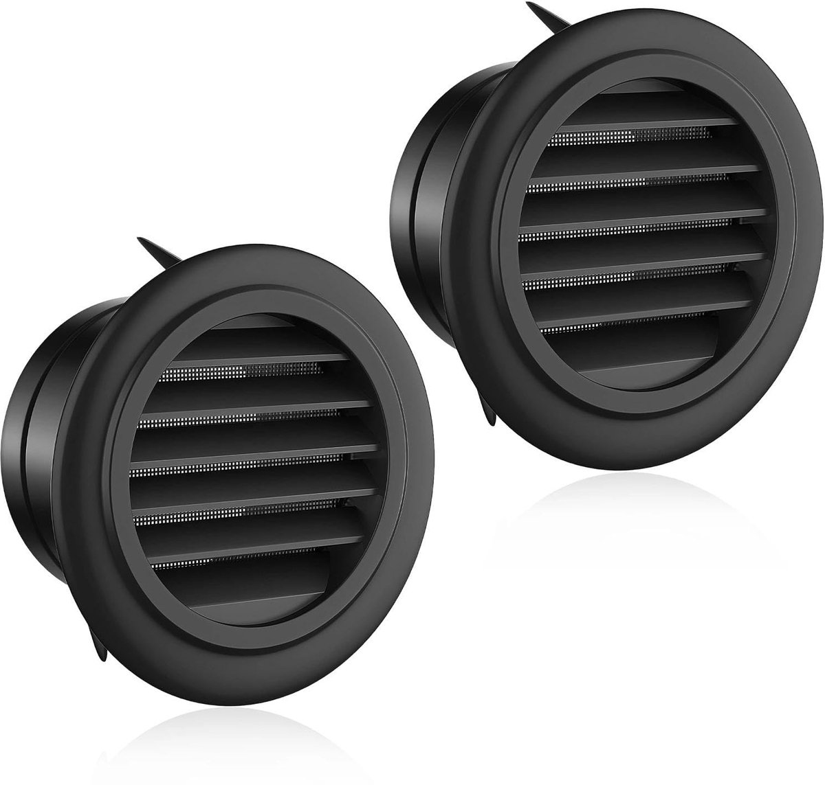 Ventilatierooster 75 mm - rond - zwart ABS kunststof - met horrengaas voor optimale ventilatie - ShopVlot