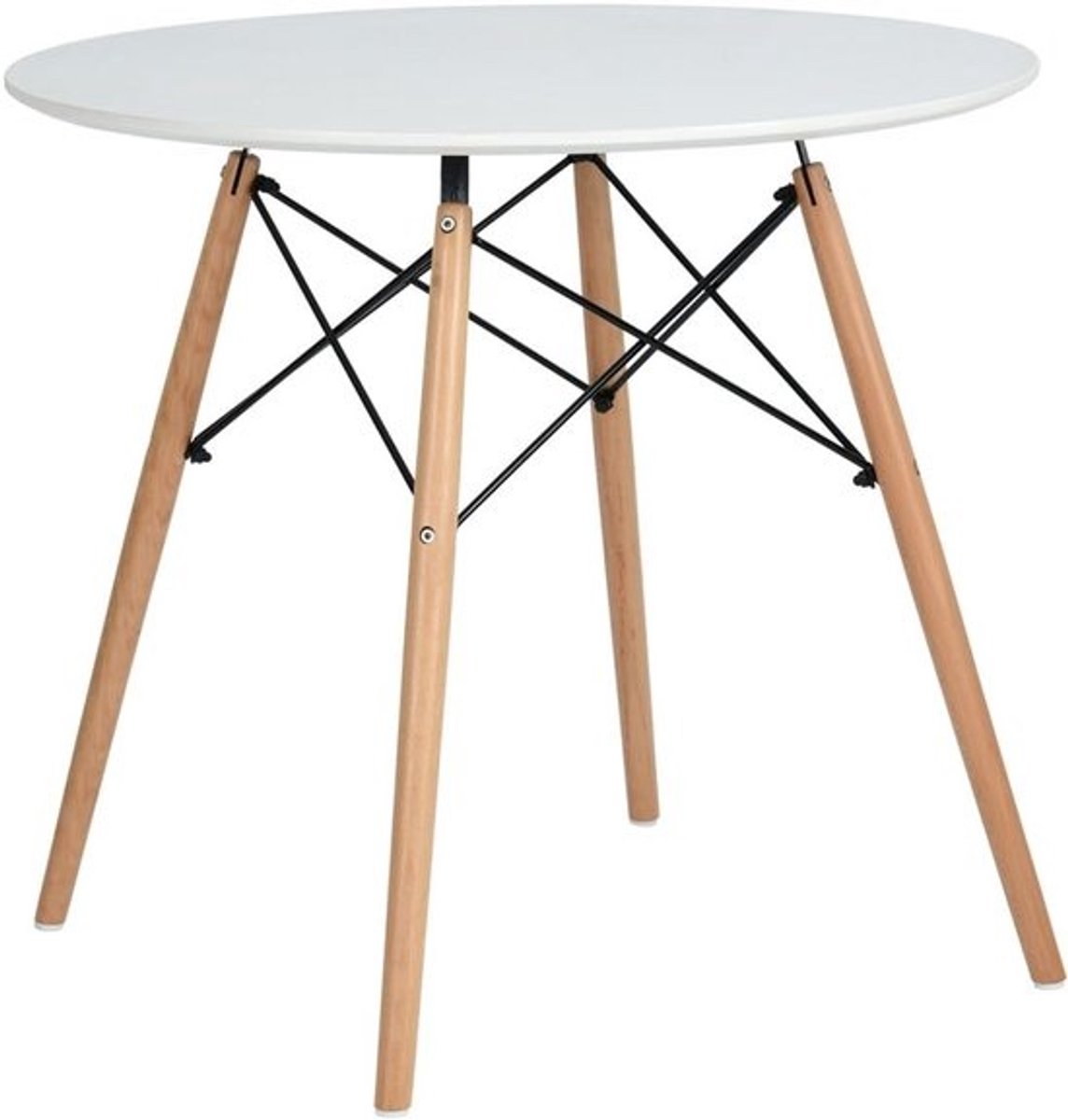 Ronde Eettafel Wit Glas Ø80 cm - Scandinavische Stijl Keuken- en Eetkamertafel
