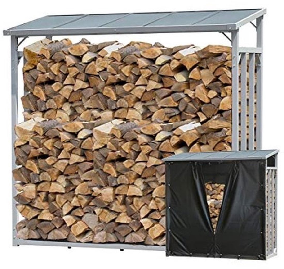 Aluminium Haardhoutrek XXL 185 x 70 x 185 cm - Weerbestendige Tuinopslag voor Brandhout