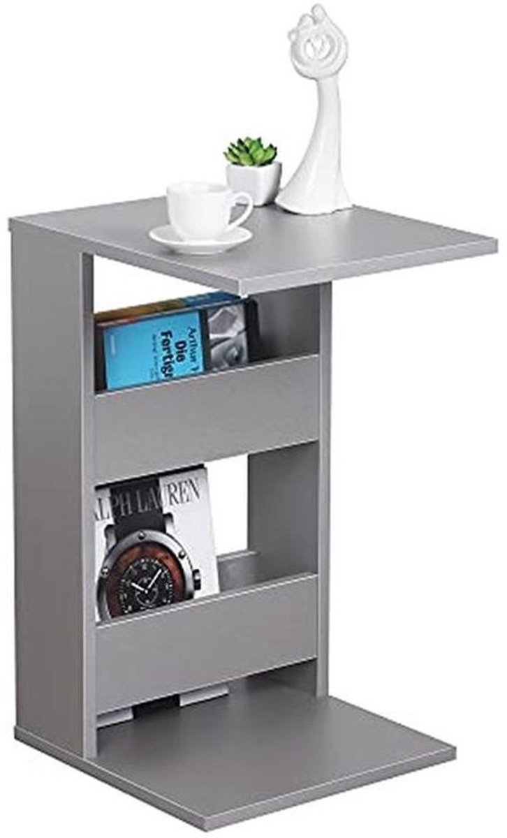 C-vormige bijzettafel 35 x 60 x 40 cm in grijs