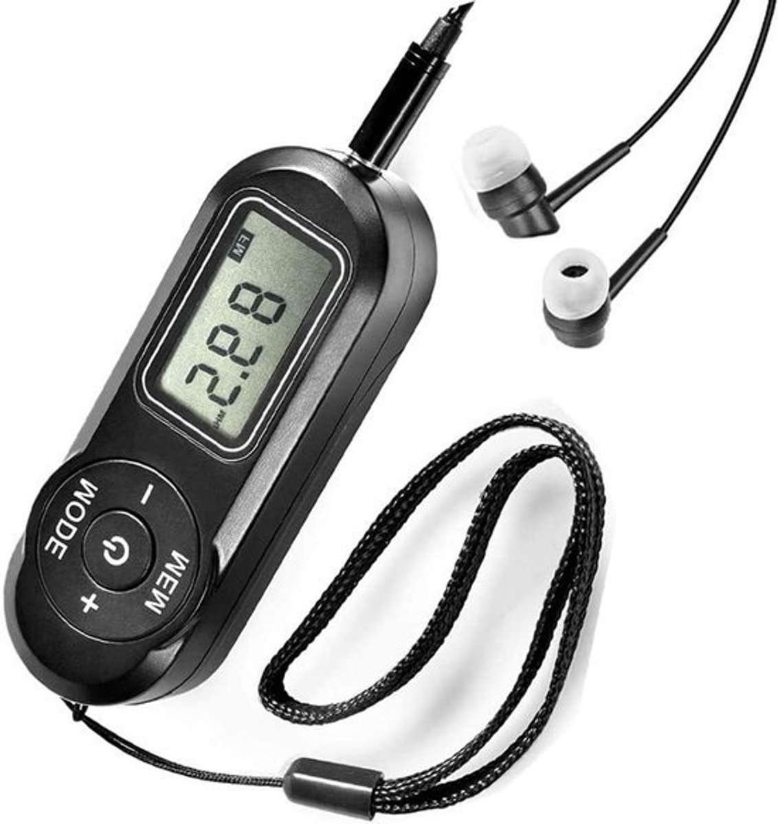 Handradio FM Mini - Draagbare Ontvanger - Reizen Wandelen - DSP Digitale Technologie - 20 Zenders Opslaan - Zwart