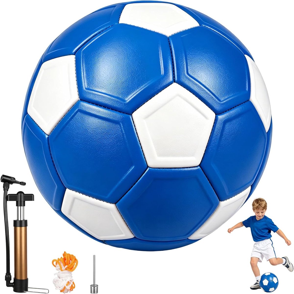 Voetbal, gebogen bal, maat 5, rubberen voetbal met pomp, net en naalden, voor jongeren en volwassenen, voetbaltraining