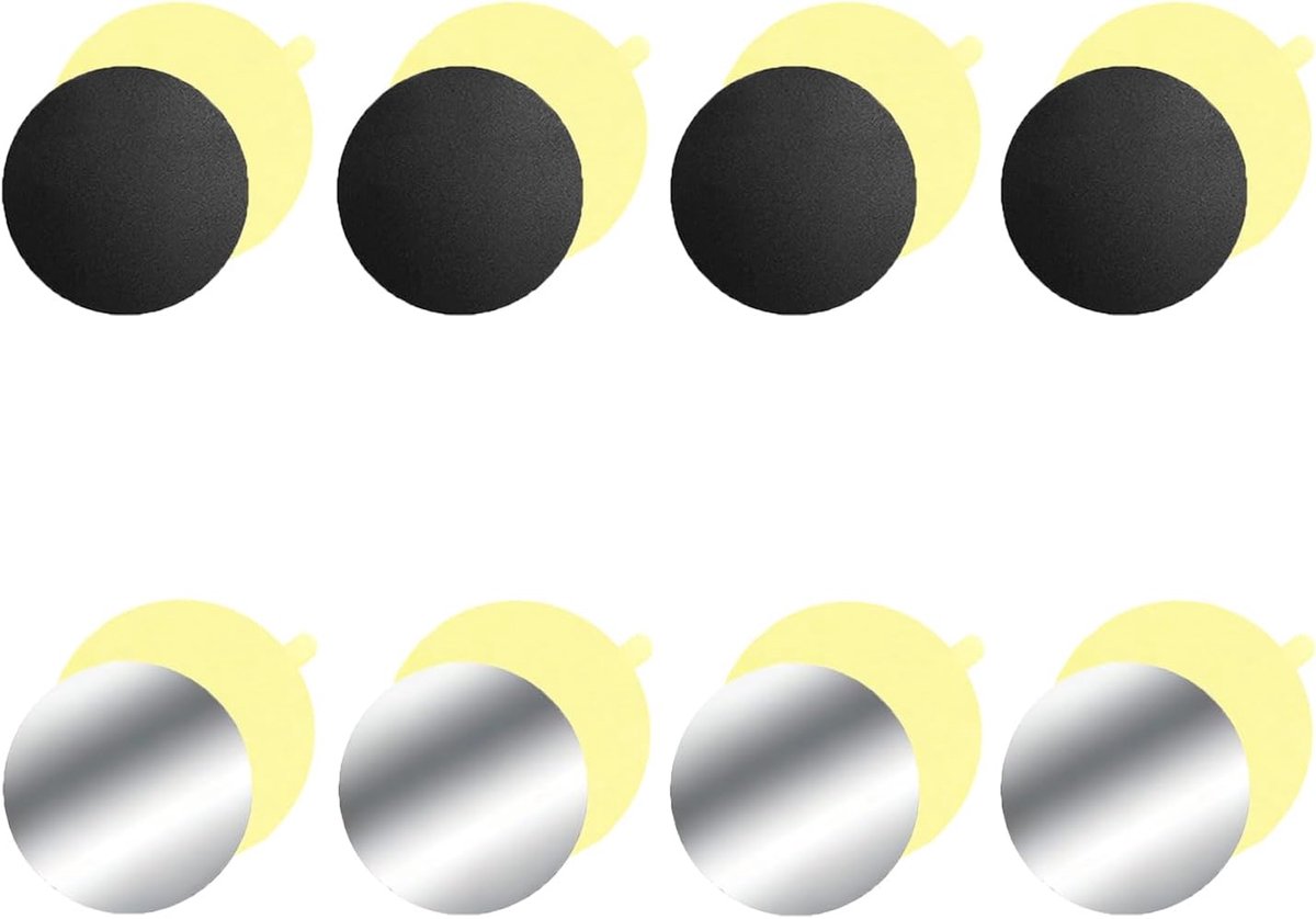 Metalen plaatjes, zelfklevend, rond, voor autotelefoonhouder / magnetische telefoonhouder (zwart en zilver)