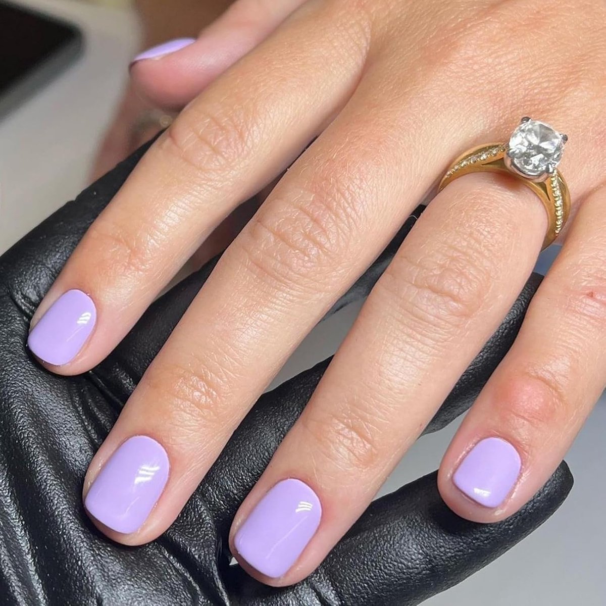 24 stuks korte kunstnagels om op te plakken, paars, Franse press-on nagels, vierkante kunstnagels, natuurlijk, effen, om op te plakken, voor vrouwen en meisjes