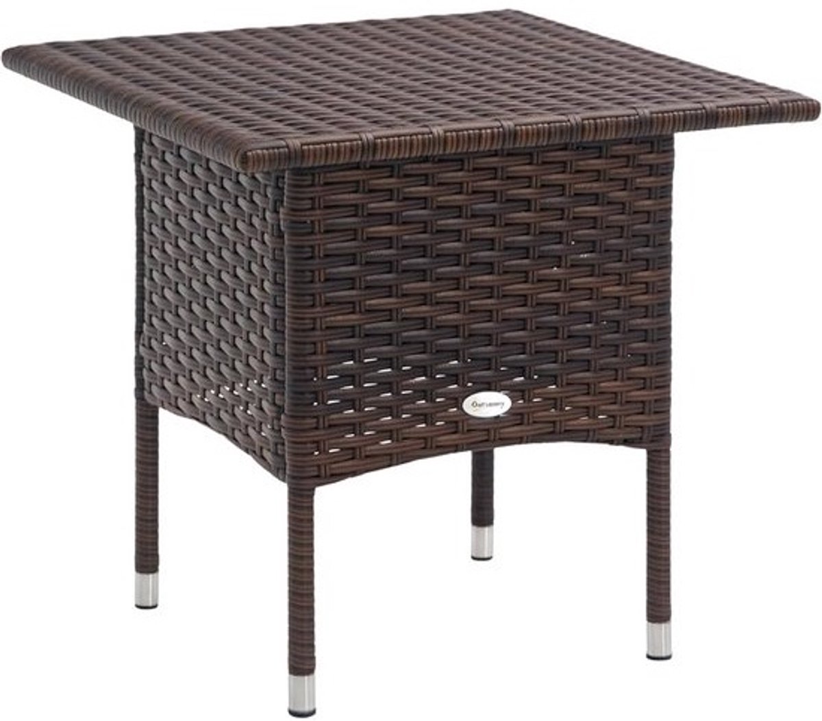 Rotan bijzettafel - Tuin salontafel - Buitenmeubilair - Stalen frame PE rotan - 50x50x47 cm - Gemengd Bruin